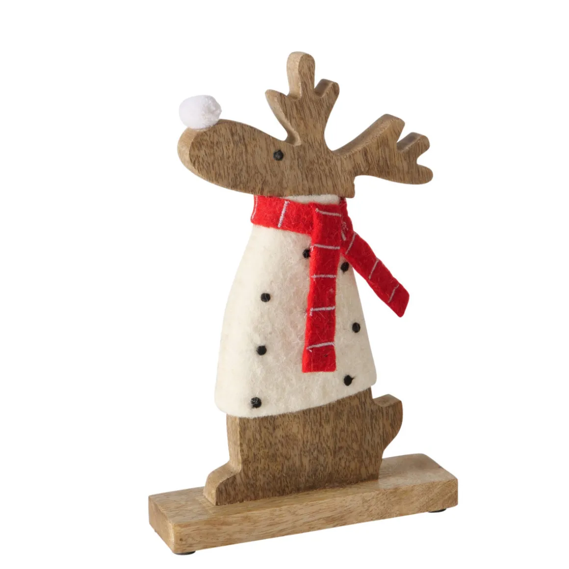 Figur Irschel sortiert Hirsch 15 x 4,5 x 25 cm cremeweiß rot Textil Holz