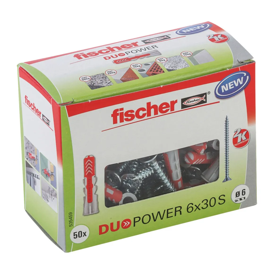 Fischer Dübel DuoPower 6 x 30 S LD mit Schraube 50 Stück