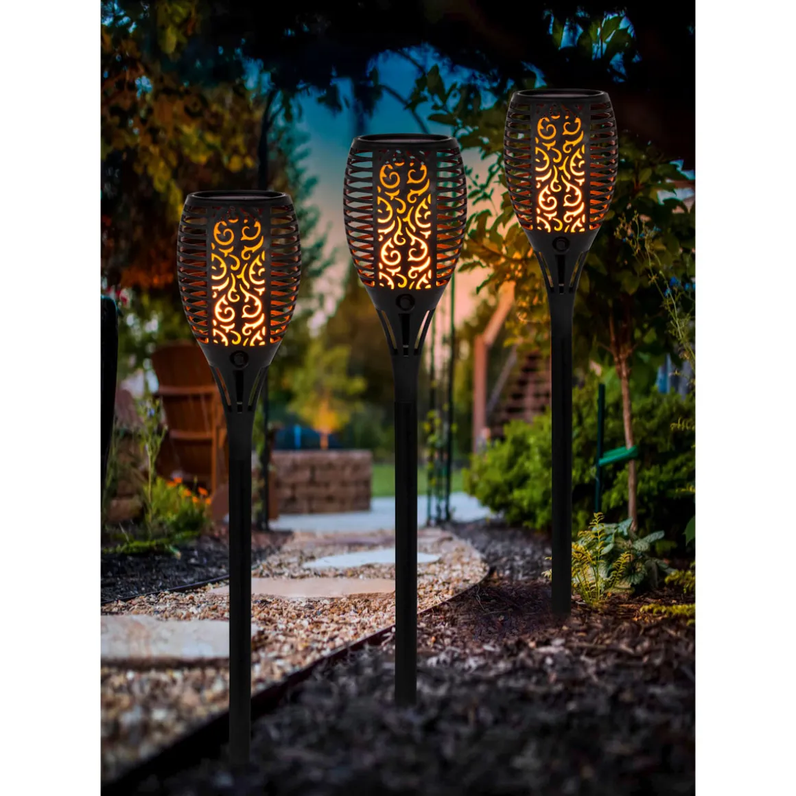 Flector Garten LED-Solar-Fackel Black inkl Flammen-Effekt