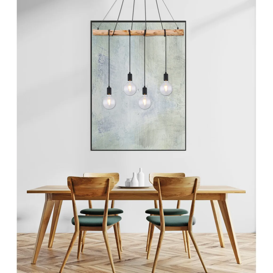 Flector Pendelleuchte Fleetwood mit Naturholz