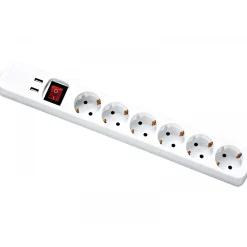 Flector Technik Steckdosenleiste 6-fach mit USB weiß