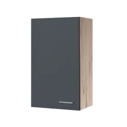 Flex-Well Küchenoberschrank „Tiago“, 50x89x32 cm, basaltgrau/San Remo Eiche