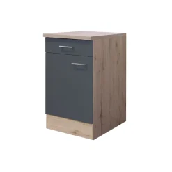 Flex-Well Küchenunterschrank „Tiago", 50x85x60 cm, basaltgrau/San Remo Eiche