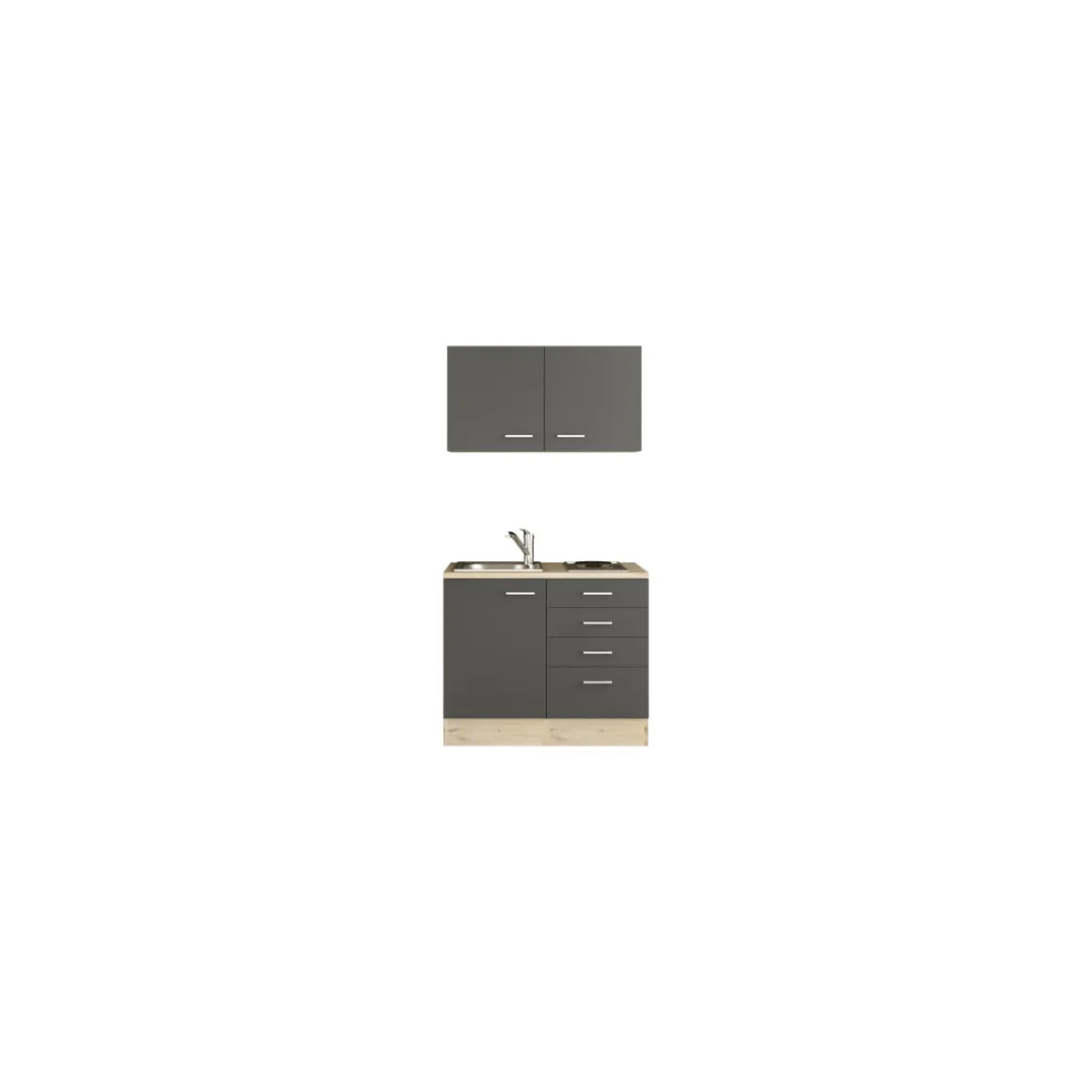 Flex-Well Miniküche „TIAGO 501-000“, 100x60 cm, basaltgrau