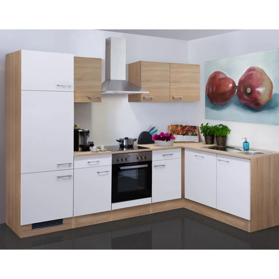 Flex-Well Winkelküche „SAMOA 2802-000“, 280x170x60 cm, weiß-sonoma eiche