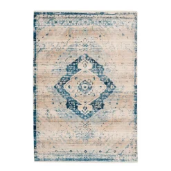 Fransenteppich Baroque 500 creme/blau