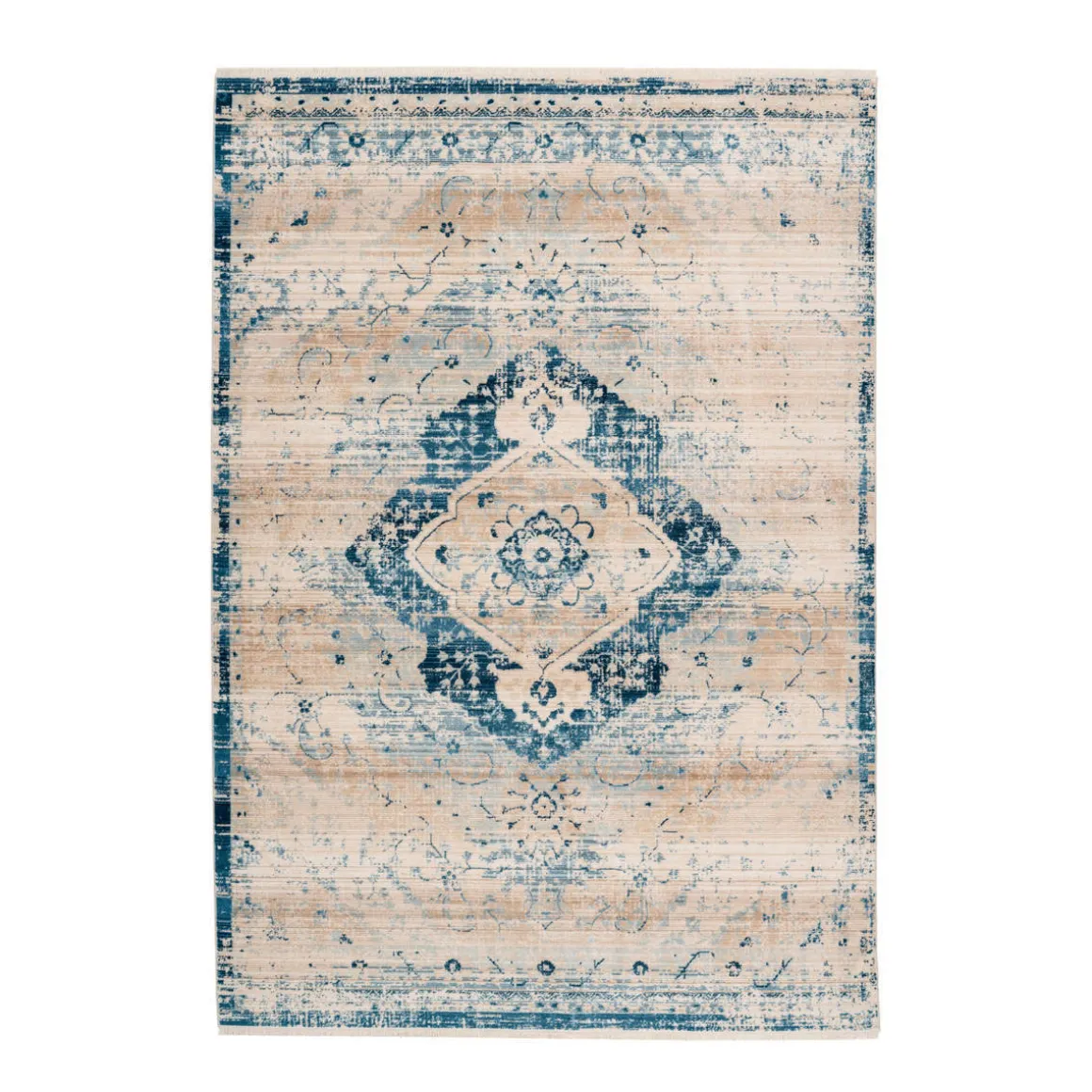 Fransenteppich Baroque 500 creme/blau