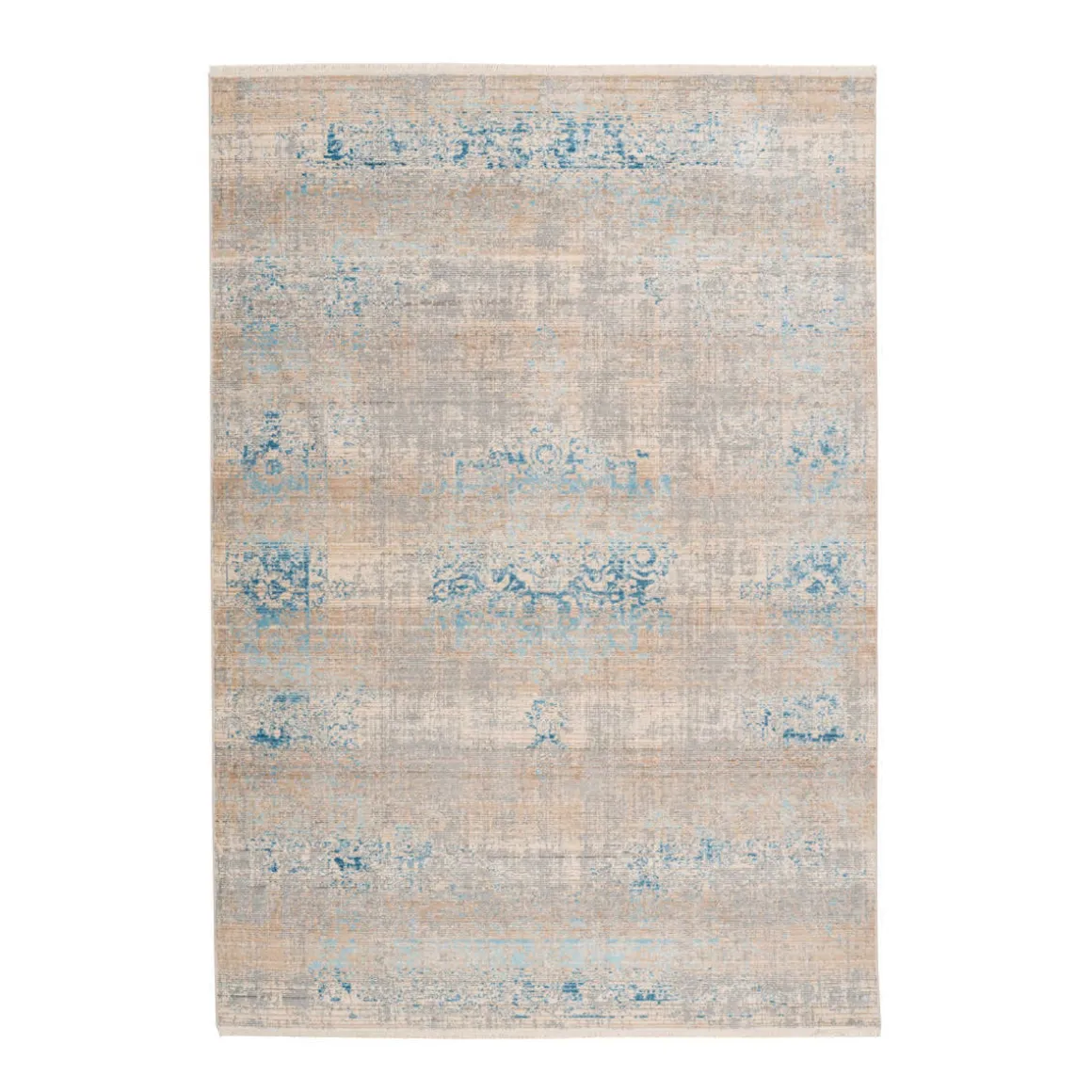 Fransenteppich „Baroque 300“, grau/türkis