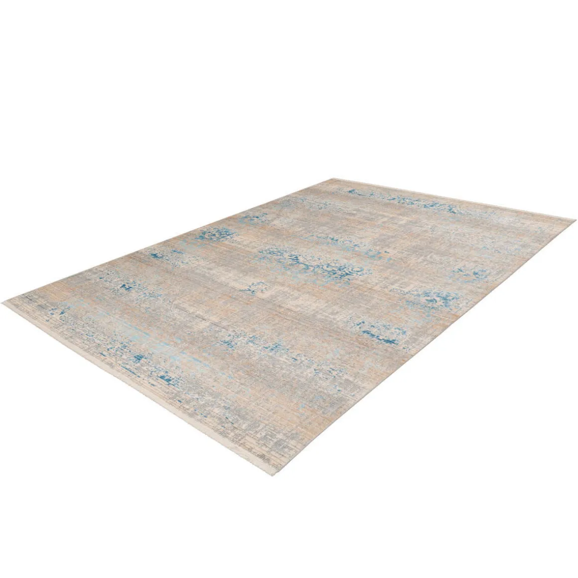 Fransenteppich Baroque 300 grau/türkis