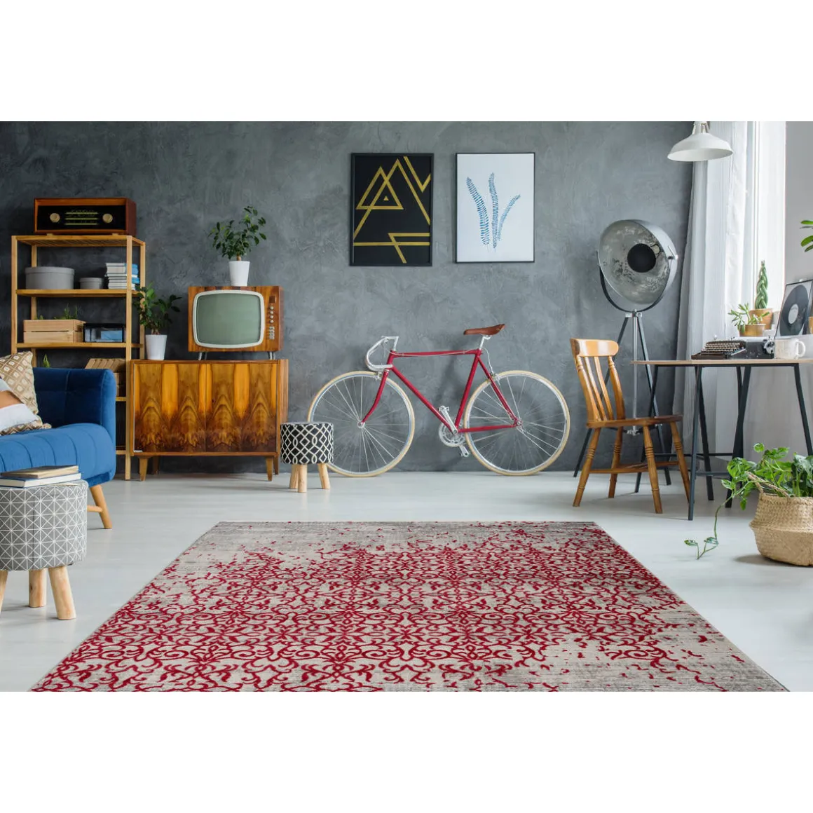 Fransenteppich Baroque 200 rot