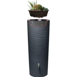 Garantia Regentonne Natura 2in1 350 Liter graphite grey inkl. Pflanzschale