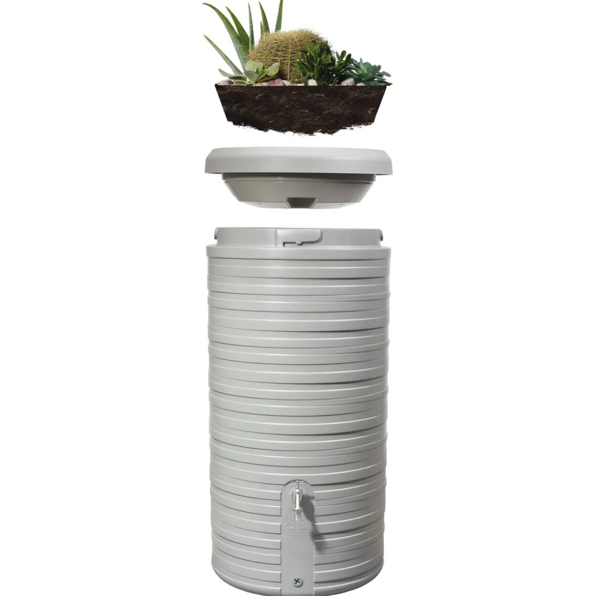 Garantia Regentonne Nordic 2in1 300 Liter steingrau inkl. Pflanzschale