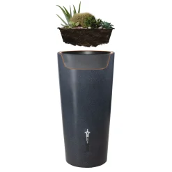 Garantia Regentonne Stone 2in1 210 Liter lava inkl. Pflanzschale