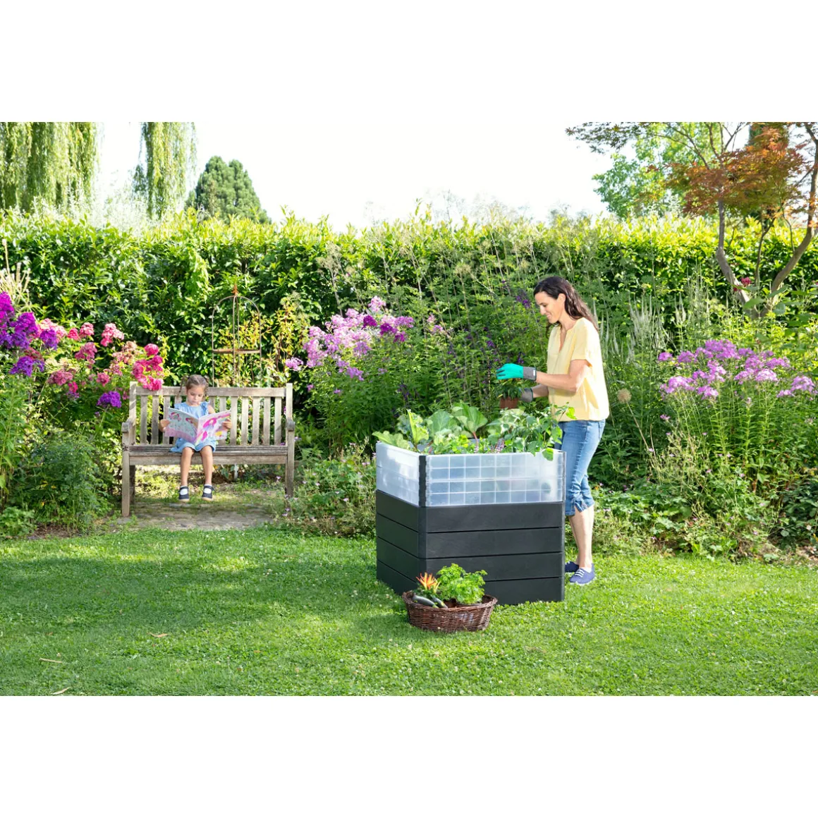 Garantia Hochbeet Ergo Quadro Turbo 75 mit Wachstumsmodul 420 L grau