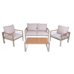 Garden Pleasure Lounge-Set FLORENCE, 4-tlg. Aluminiumrahmen, chamagner, Non-Wood