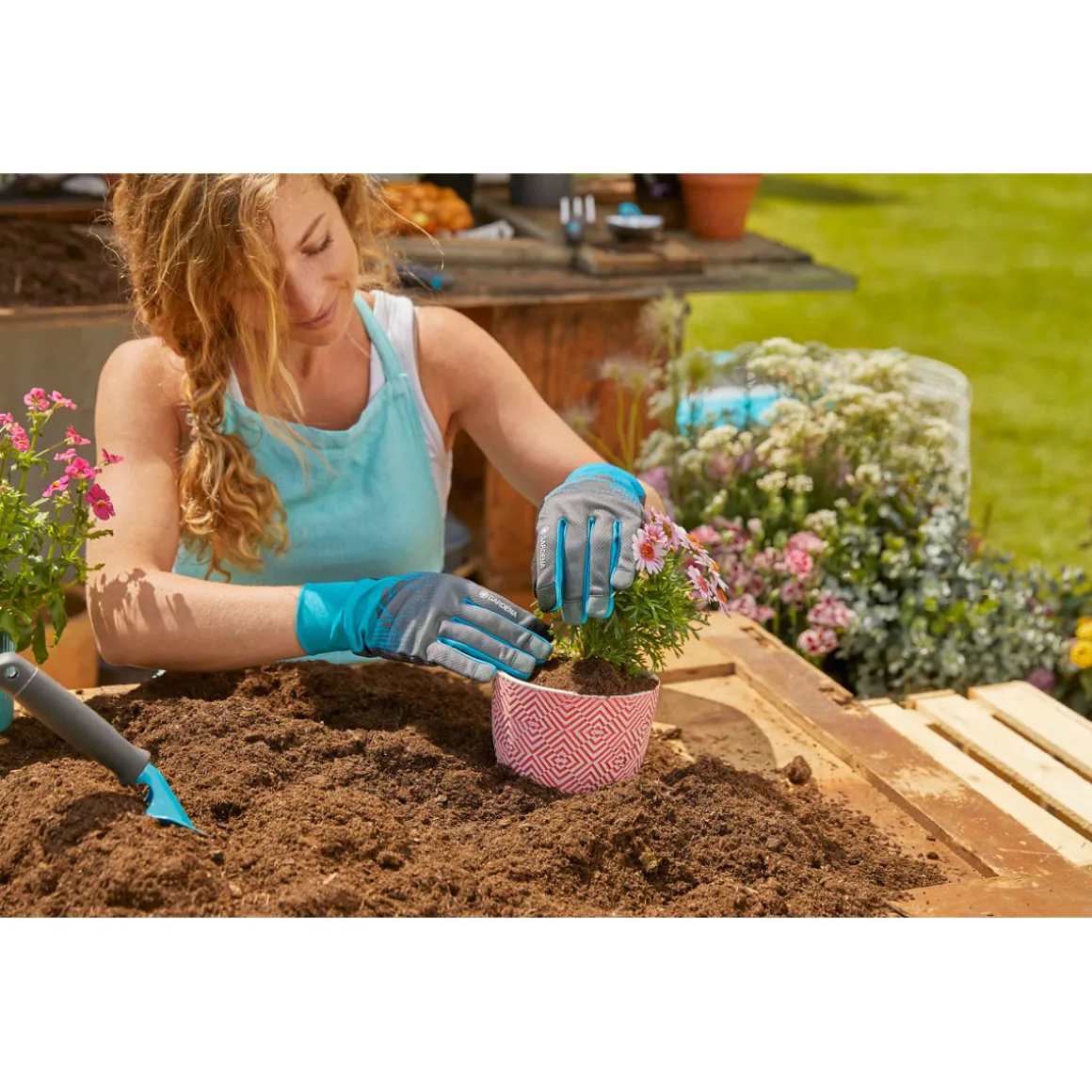Gardena Garten- und Pflegehandschuh grau Größe 7/S
