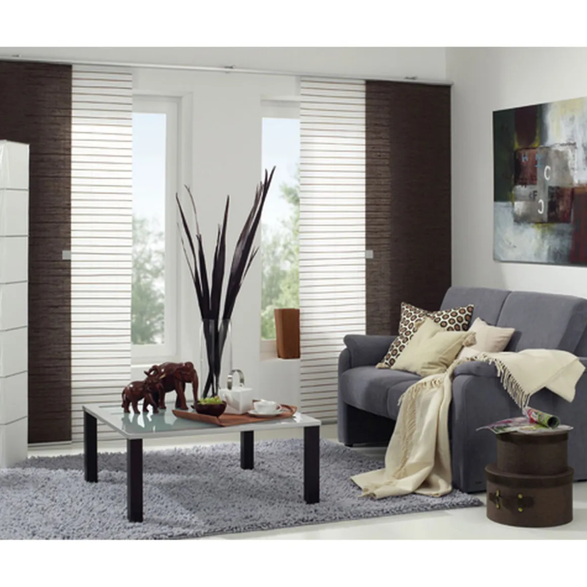 Gardinia Flächenvorhang 60 x 245 cm Natur-optik Dekor teak