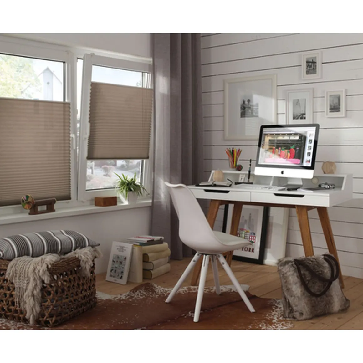 Gardinia Plissee EasyFix mit 2 Bedienschienen 60 x 130 cm taupe