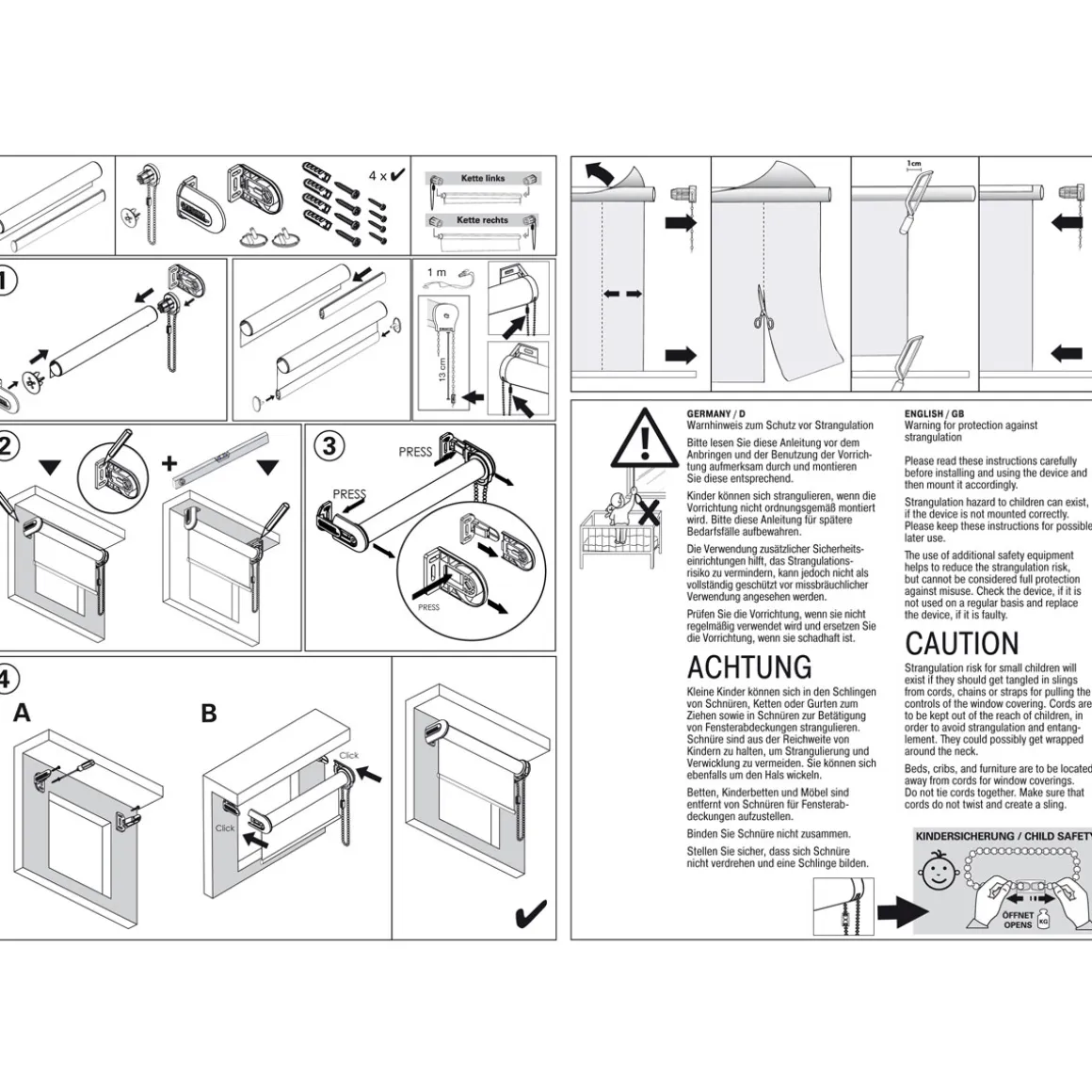 Gardinia Seitenzug-Rollo A3TV Nacht creme 102 x 180 cm