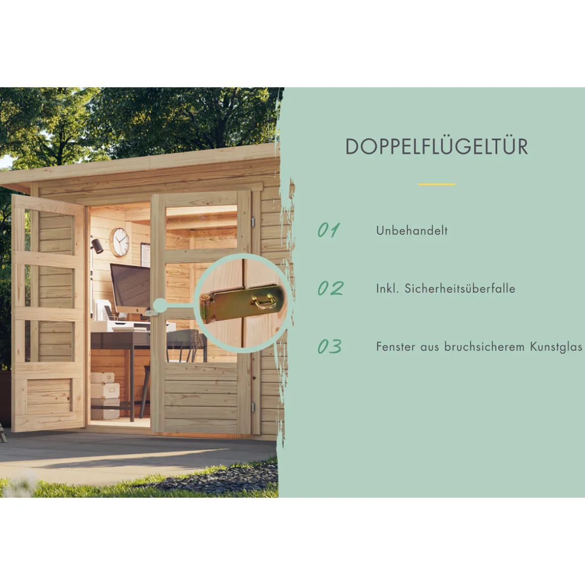 Gartenhaus "Kombi Pultdach" naturbelassen