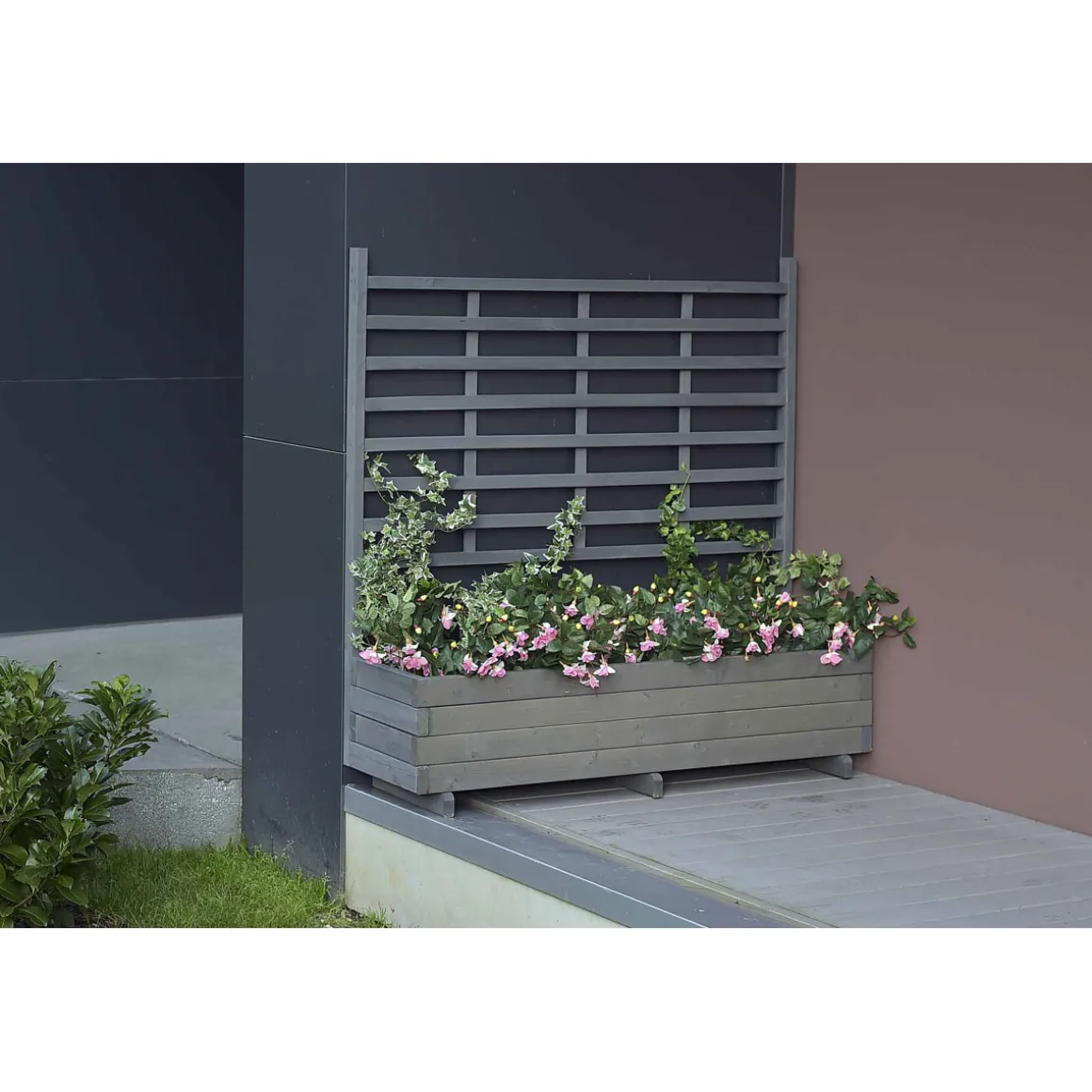Gaspo Blumenkasten Gmunden mit Spalier vintage grau 136 x 37 x 136 cm