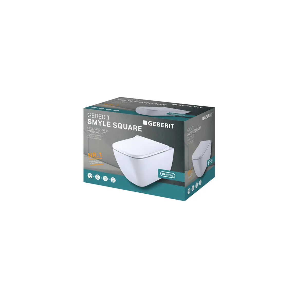 Geberit Tiefspül Wand-WC Smyle Square spülrandlos inkl WC-Sitz