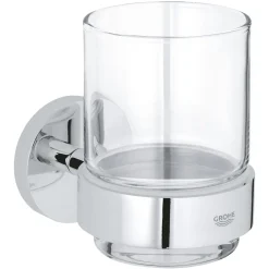 Grohe Halter mit Glas Essentials silber 10,6 x 9,9 cm