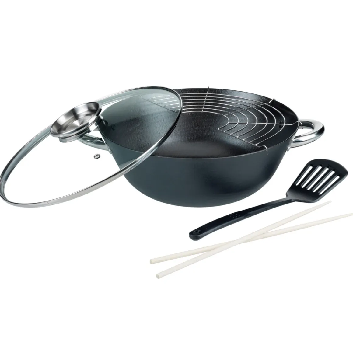 GSW Gusseisen Wok-Set / Multifunktionstopf 5-tlg.