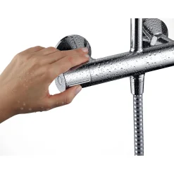 Hansgrohe Duschsystem Vernis Shape mit Thermostat mattschwarz