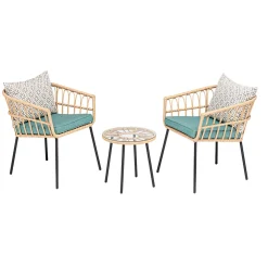 Haveson Balkon-Set Lissabon bestehend aus zwei Sesseln und einem Tisch