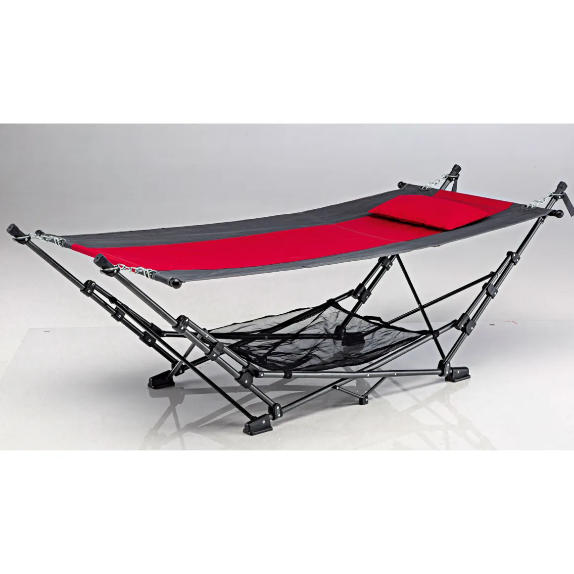Haveson Hängematte Pack-n-Go faltbar 234 x 122 x 10 cm grau/rot