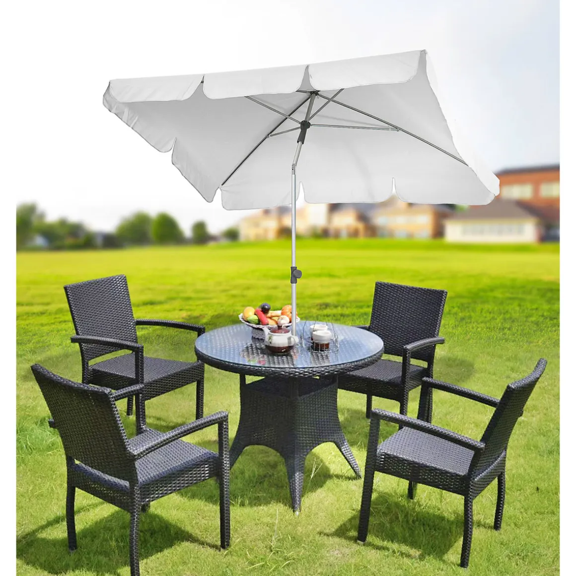 Haveson Marktschirm Udine silber-grau 210 x 140 cm