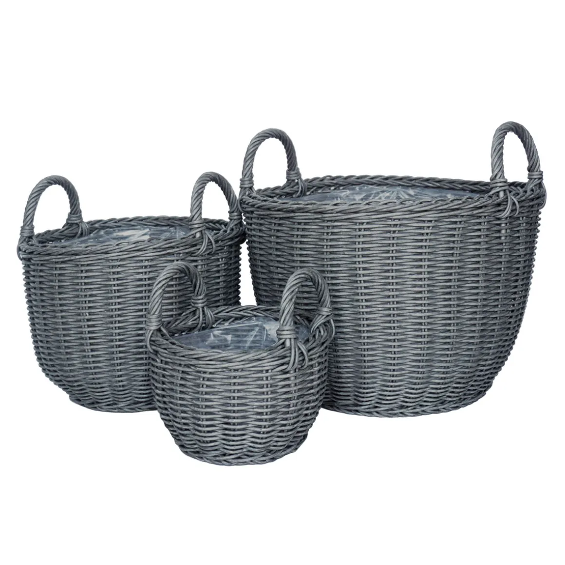 Haveson Pflanzkorb Salix M Durchmesser 31 x 32 cm dunklegrau