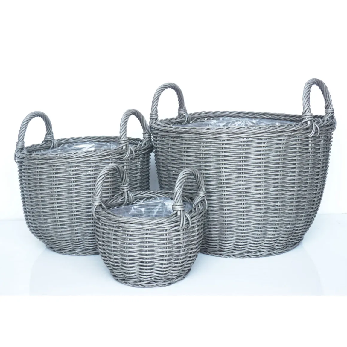 Haveson Pflanzkorb Salix M Durchmesser 31 x 32 cm dunklegrau