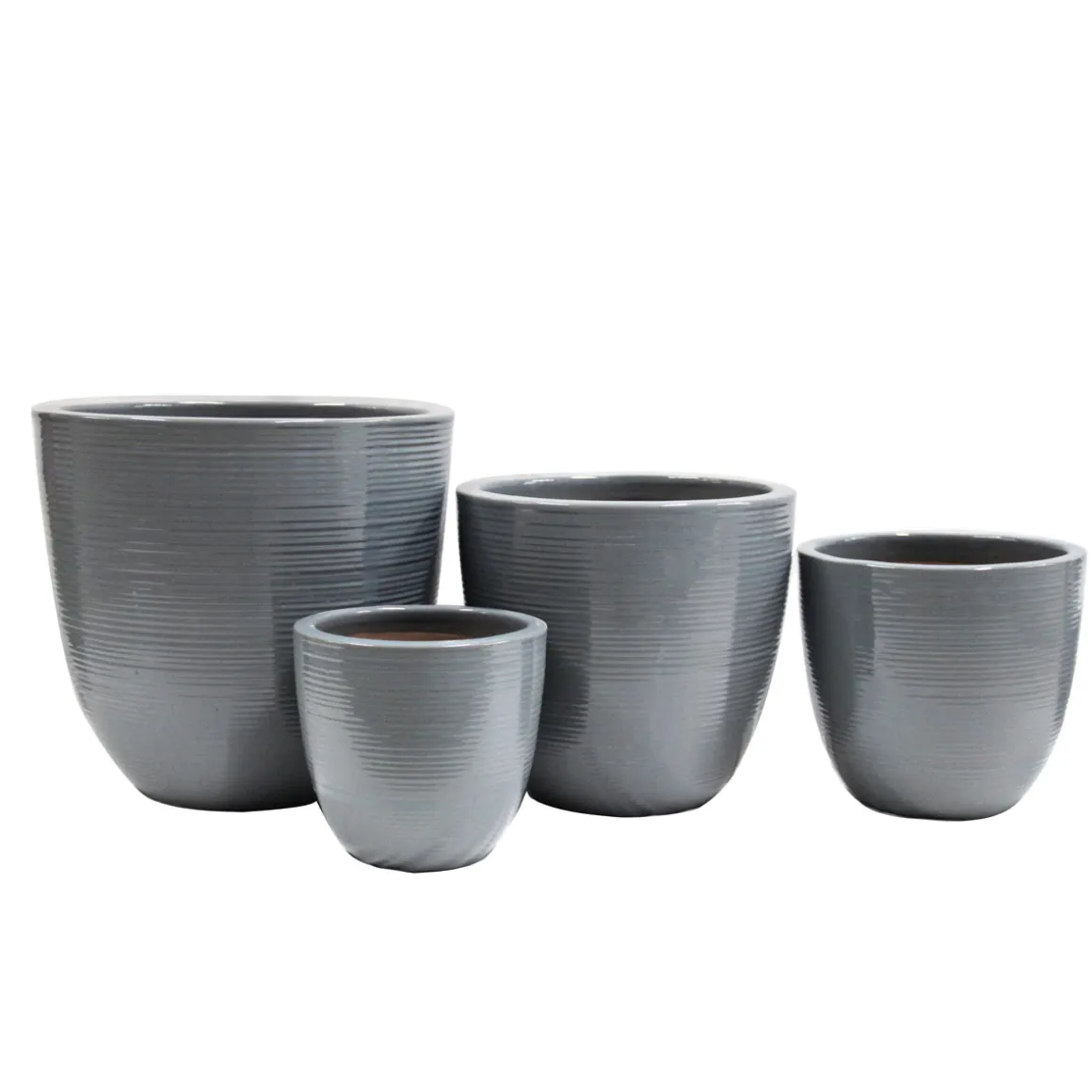 Haveson Pflanztopf Feine Rille 34 x 32 cm grau glasiert