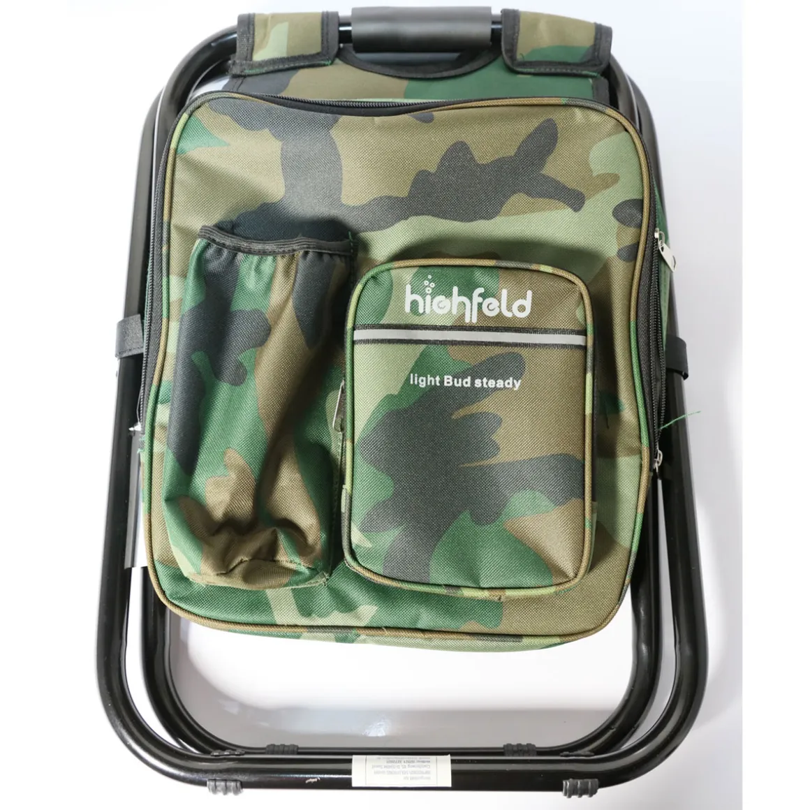 highfeld Camping Stuhl mit Rucksack & Kühlfach camouflage