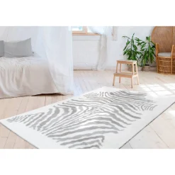 Hochflorteppich Rabbit Animal 400 160 x 230 cm grau/weiß