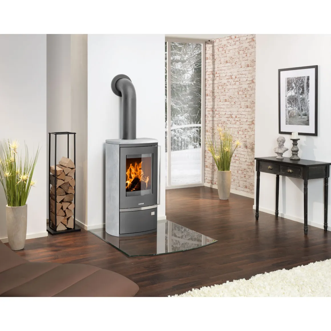 Kaminofen Reno R II Speckstein Grund-grät Gussgrau