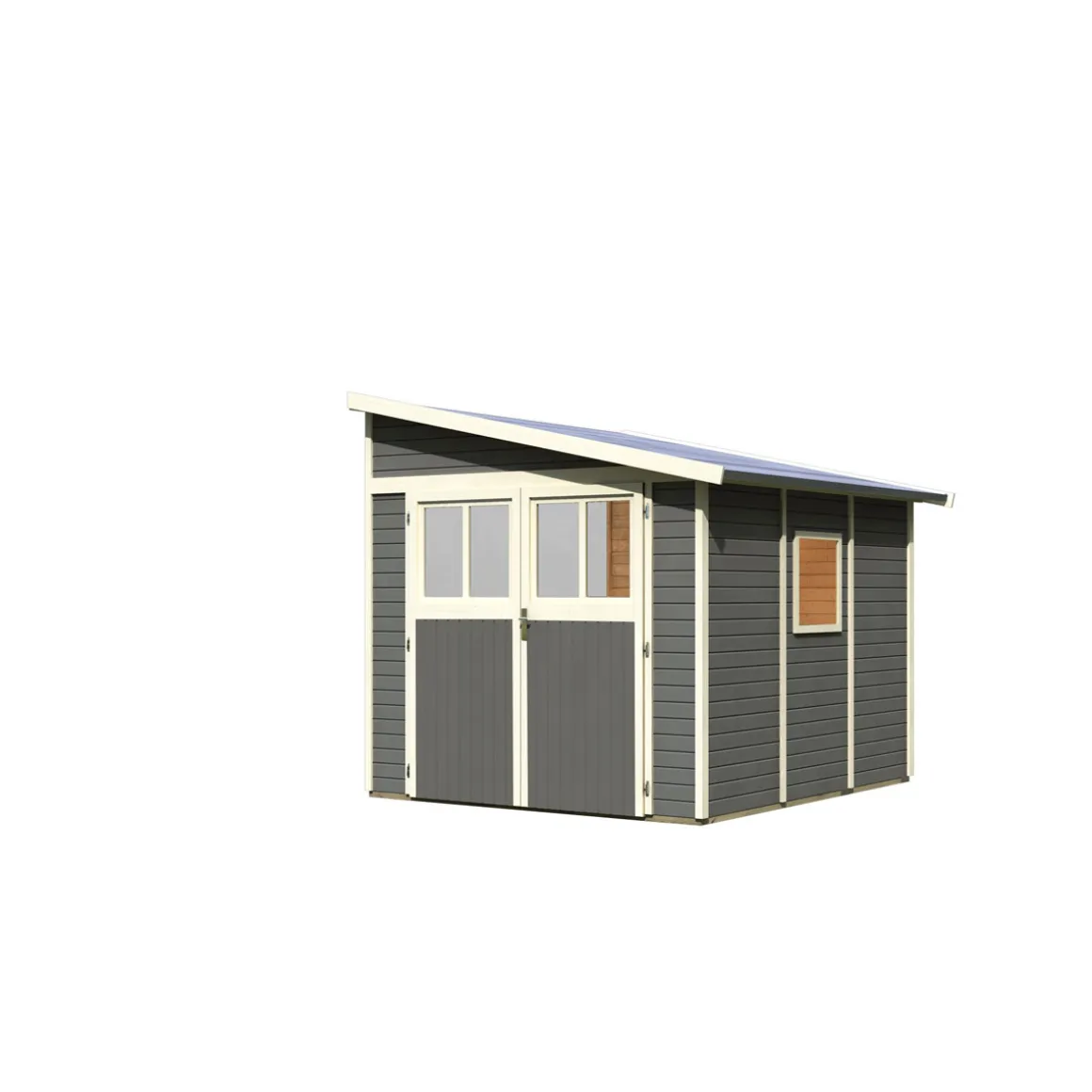 Karibu Blockbohlenhaus Bomlitz 3 terragrau