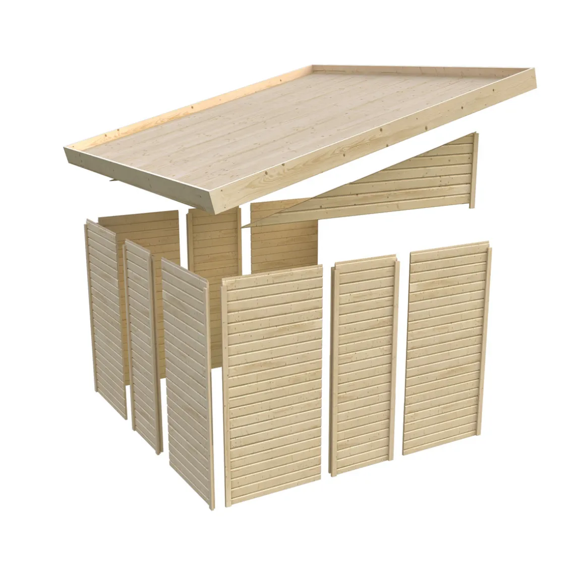 Karibu Blockbohlenhaus Bomlitz 3 terragrau