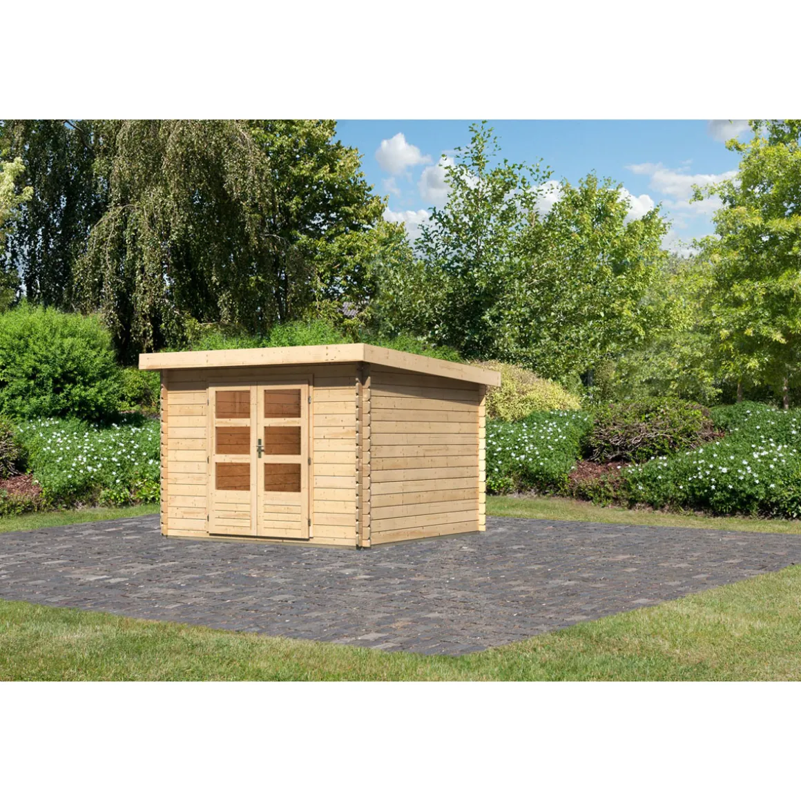 Karibu Blockbohlenhaus Emscher 5 297 x 297 cm naturbelassen