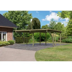 Karibu Doppelcarport Eco 1 Variante C inkl zwei Einfahrtsbögen
