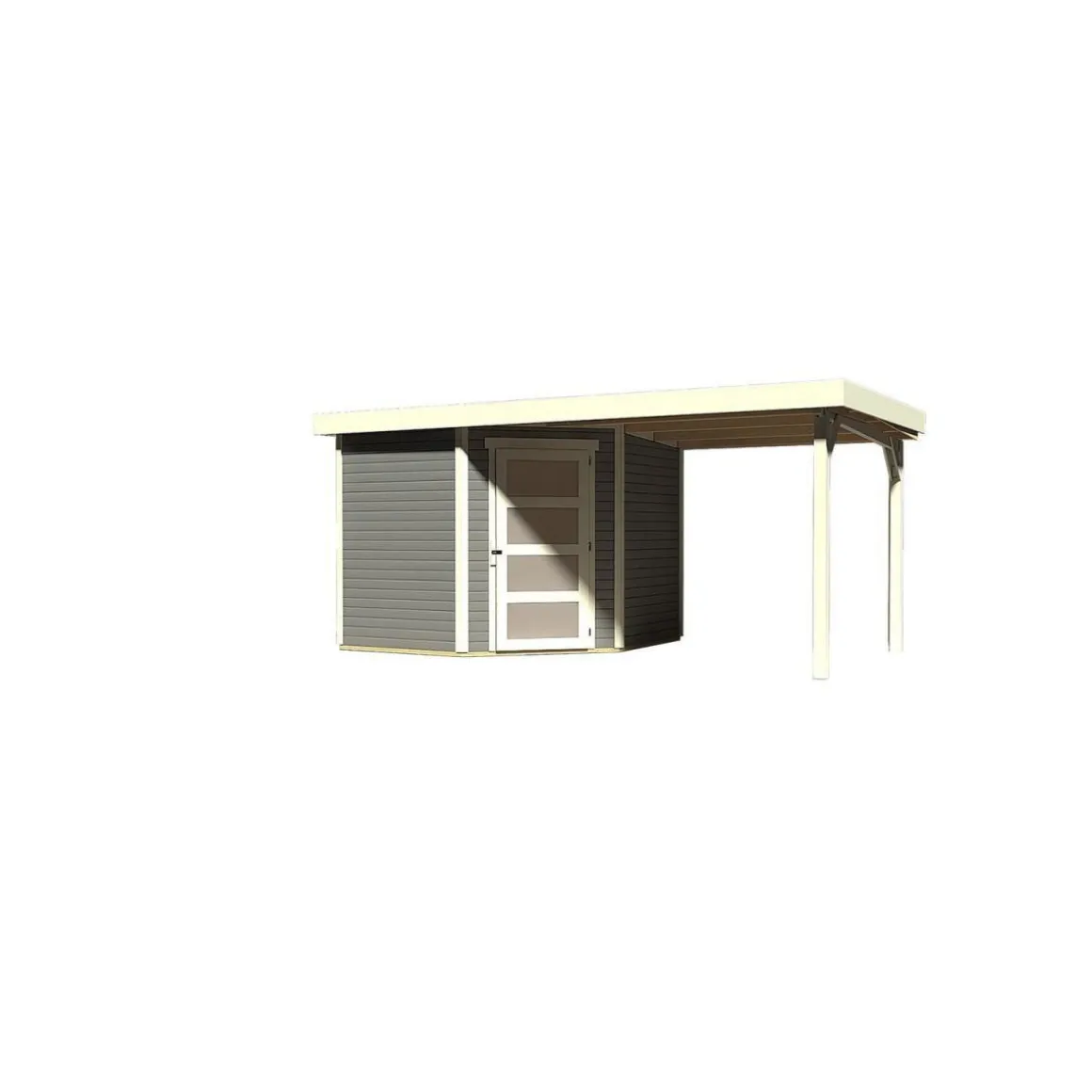 Karibu Gartenhaus Schwandorf 3/5 mit Anbaudach 220 cm 242 x 246 x 218 cm grau