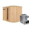 Karibu Sauna Titania 4 Fronteinstieg 9 kW Ofen externe Strg kein Kranz Energiespartür