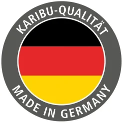 Karibu Saunahaus Hygge 38 mm 9 kW Bio Ofen externe Strg Klarglas-Tür terragrau