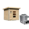 Karibu Saunahaus Norge 38 mm 9 kW Ofen externe Strg moderne Tür