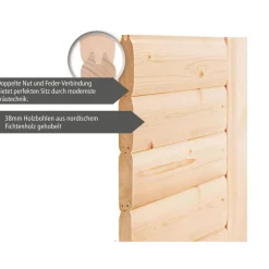 Karibu Saunahaus Norge 38 mm 9 kW Ofen externe Strg moderne Tür