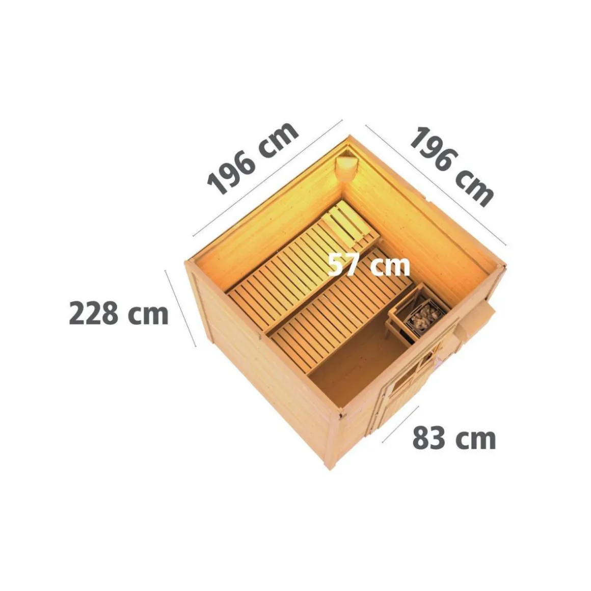 Karibu Saunahaus Torge 38 mm 9 kW Bio Ofen externe Strg moderne Tür terragrau