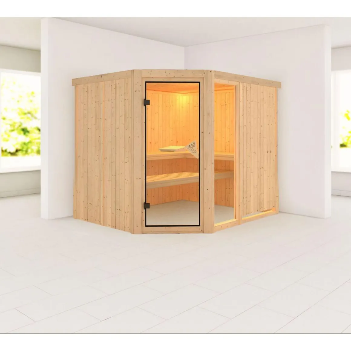Karibu Systemsauna Fiona 3 68 mm ohne Ofen ohne Dachkranz