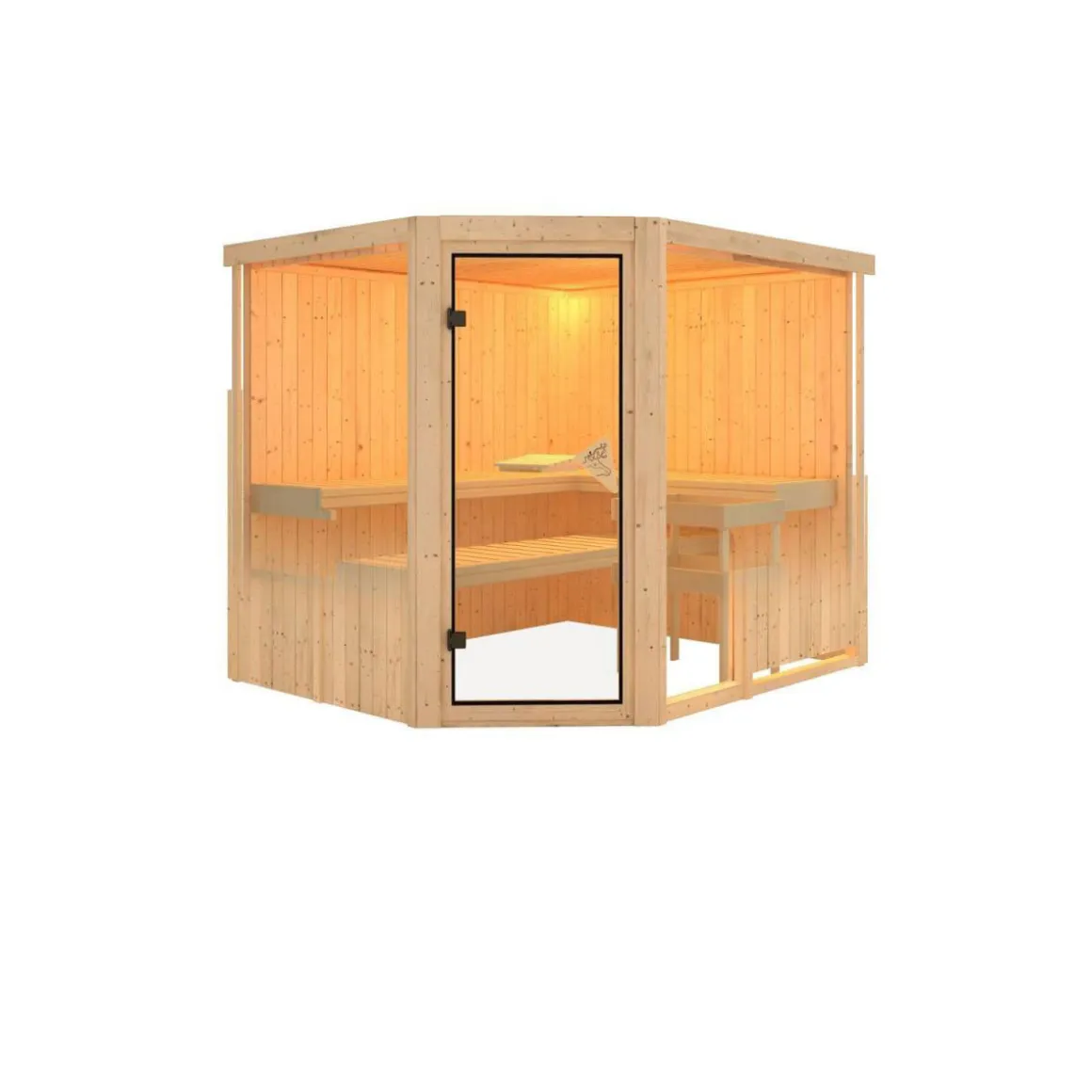 Karibu Systemsauna Fiona 3 68 mm ohne Ofen ohne Dachkranz